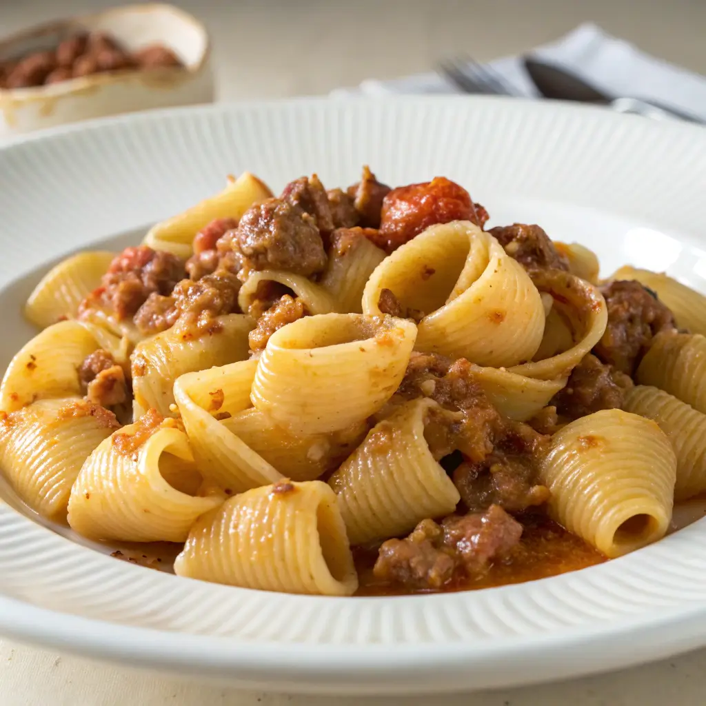 Lumache Pasta with Meat Sauce