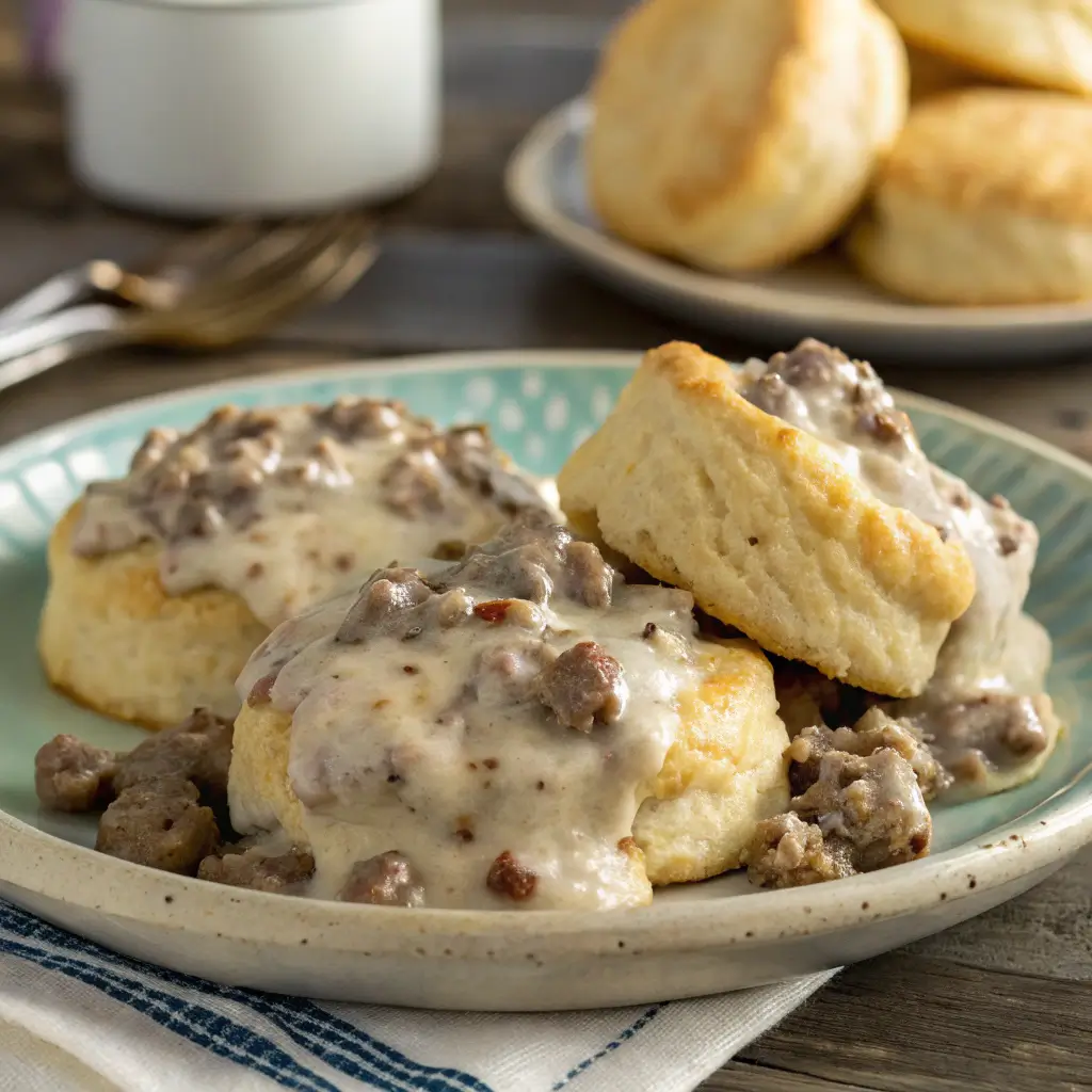 Homemade Biscuits and Sausage Gravy Recipe: A Heartwarming Southern Breakfast 3 homemade biscuits and sausage gravy