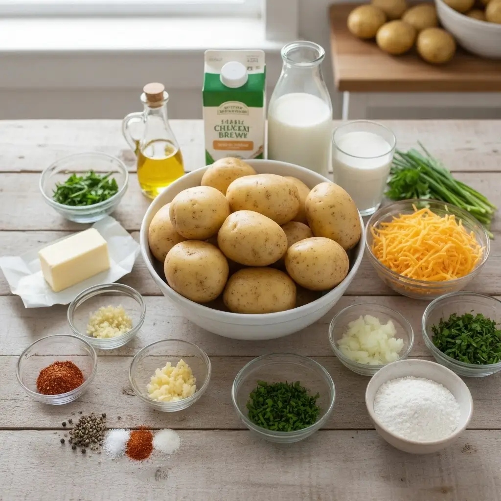 Quick and Easy Hearty Cheddar Garlic Herb Potato Soup Recipe 5 Cheddar Garlic Herb Potato Soup ingredients