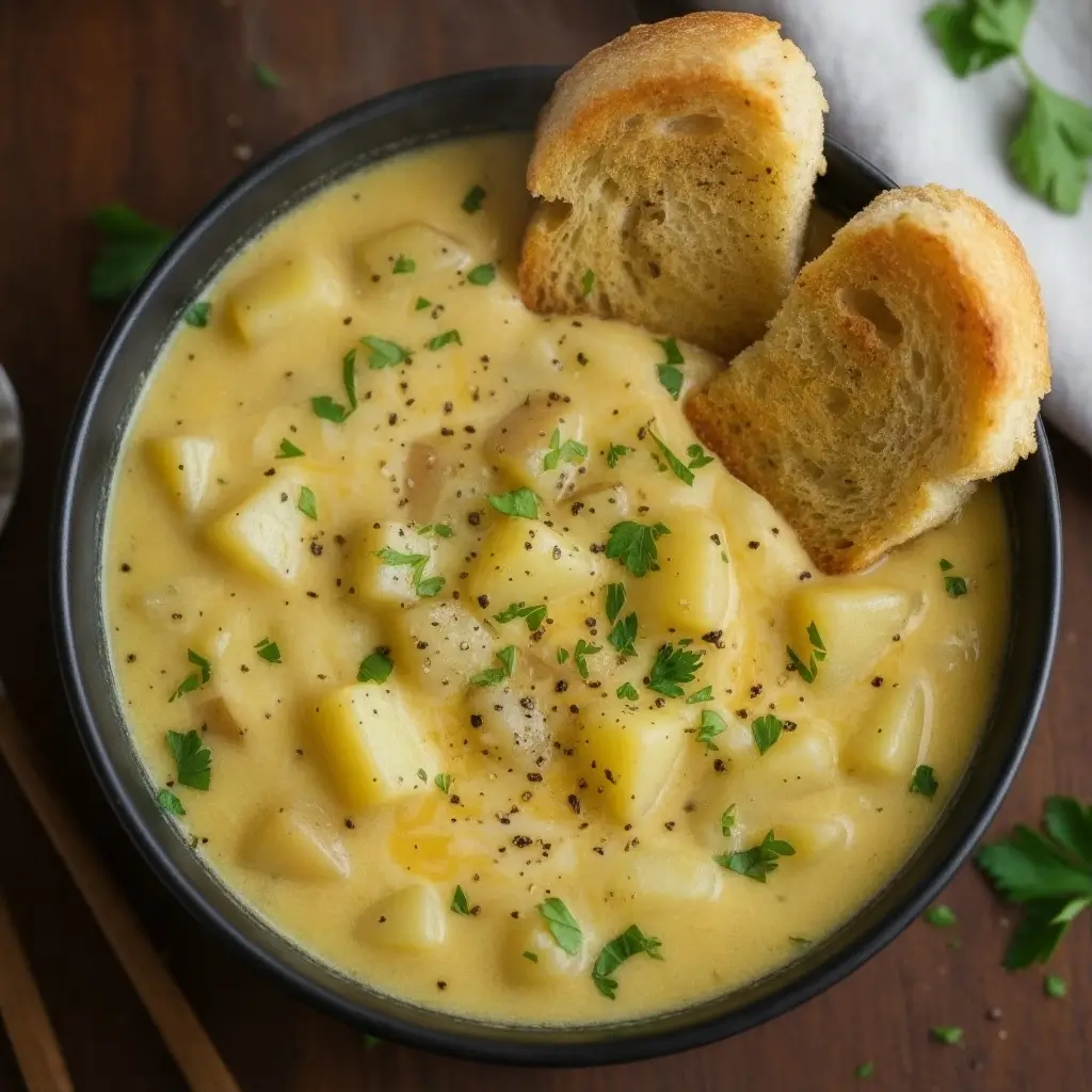 Quick and Easy Hearty Cheddar Garlic Herb Potato Soup Recipe 6 Cheddar Garlic Herb Potato Soup recipe