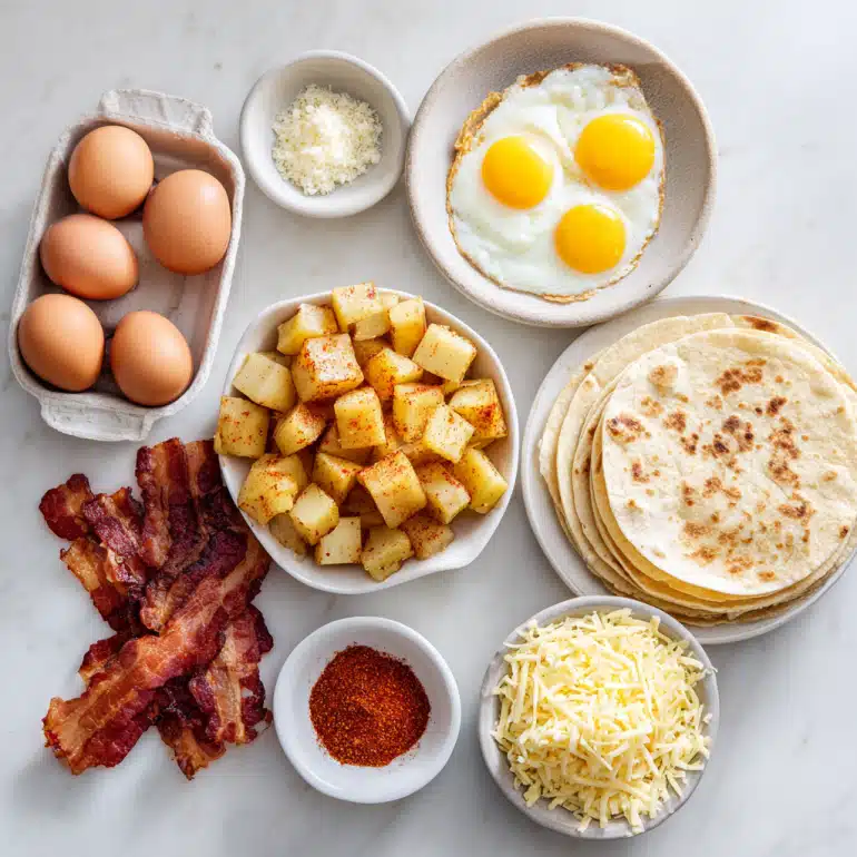 Easy Tasty Baked Breakfast Tacos for Busy Mornings! 5 breakfast taco ingredients