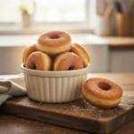Homemade air fryer donut coated with sugar and baked until golden