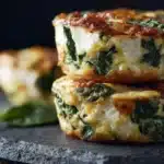 Fluffy egg bites baked with cheese and vegetables, served warm.