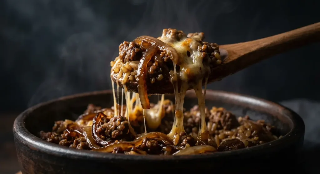 Quick and Easy French Onion Ground Beef and Rice Casserole 5 French Onion Ground Beef and Rice
