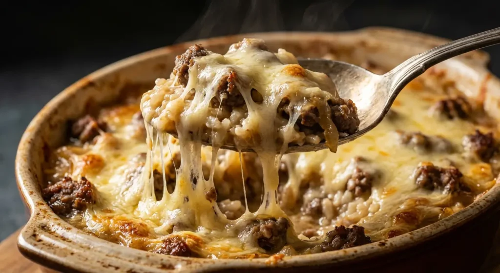 Quick and Easy French Onion Ground Beef and Rice Casserole 6 French Onion Ground Beef and Rice Casserole RECIPE