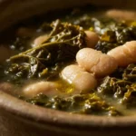 Kale and Cannellini Bean Soup: Perfect for Busy Families! 7 Kale and Cannellini Bean Soup in rustic ceramic bowl with dark green kale ribbons, creamy white cannellini beans, and golden olive oil drizzle