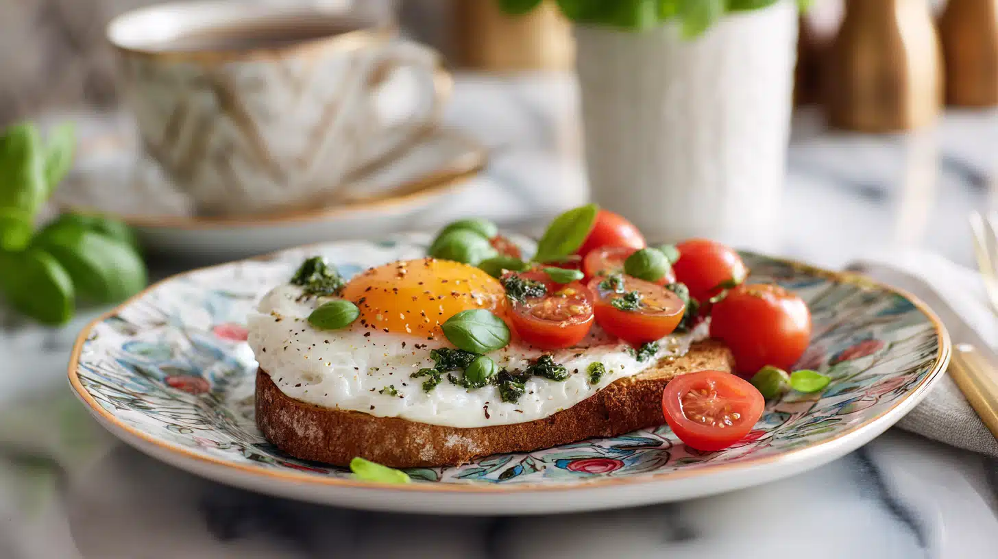 Easy Loaded Egg Toast: Your Family's New Favorite Breakfast! 4 Loaded egg toast topped with fluffy eggs, melted cheese, and savory toppings on toasted bread.