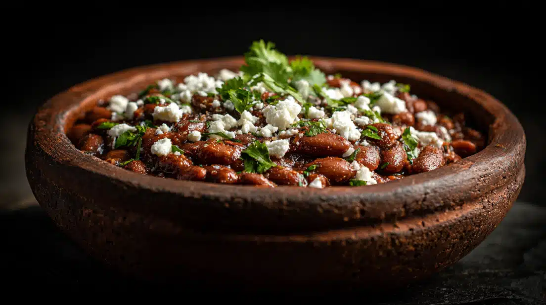 Mexican pinto beans seasoned with traditional spices and simmered until tender.