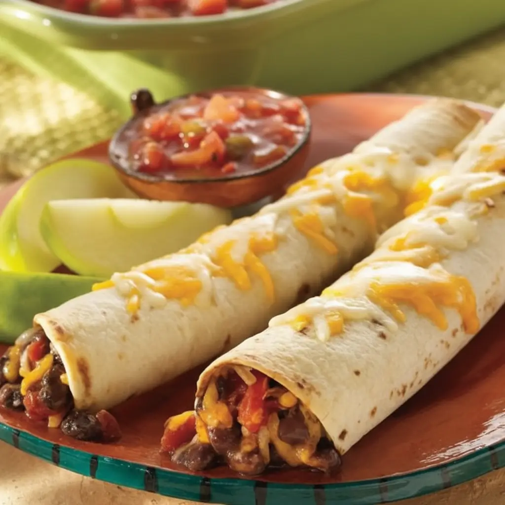 easy Baked Bean and Cheese Burritos