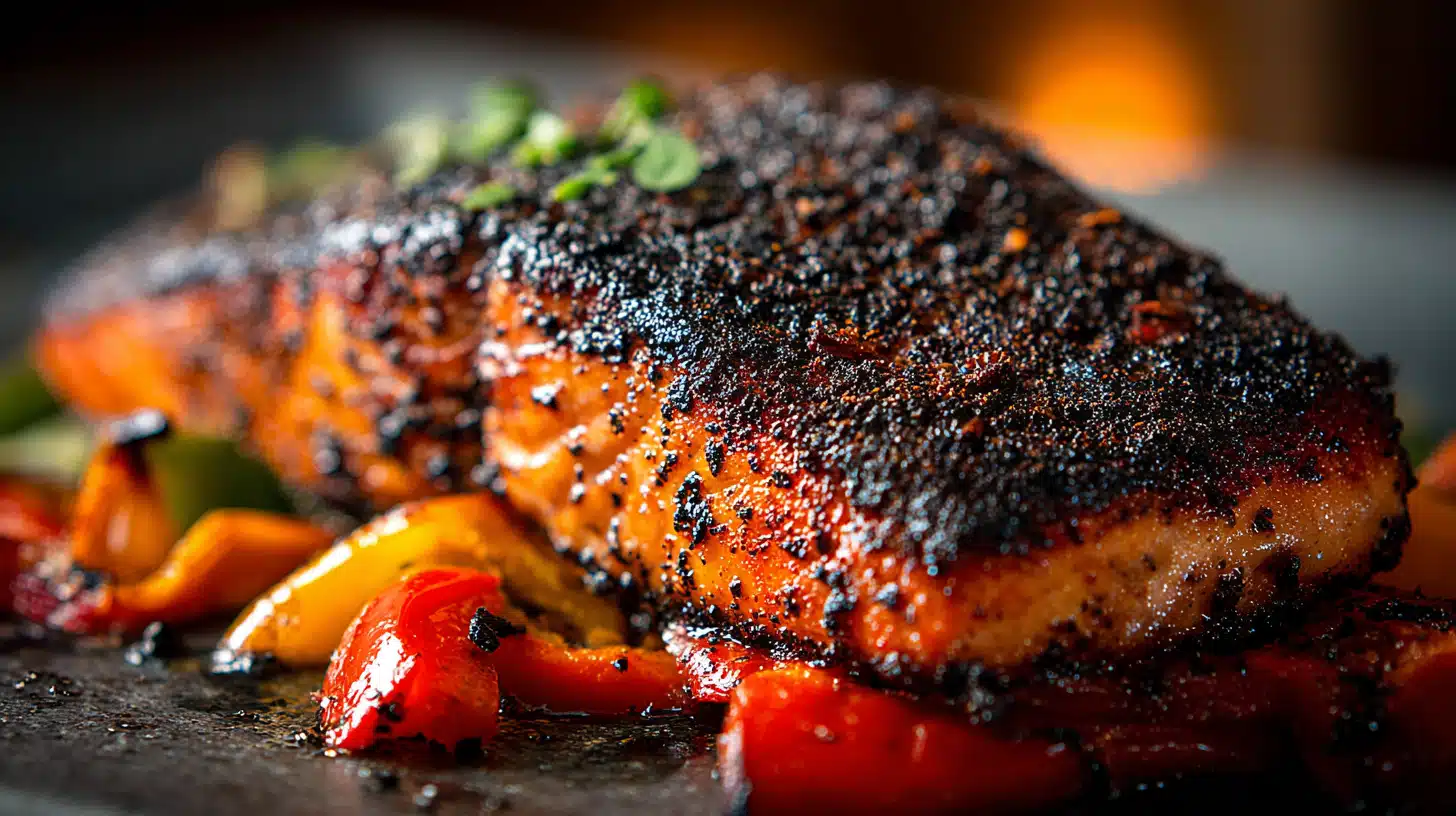 Blackened Salmon Ready In Just 30-Minute. 4 Blackened salmon with a crispy spice crust and flaky, tender center.