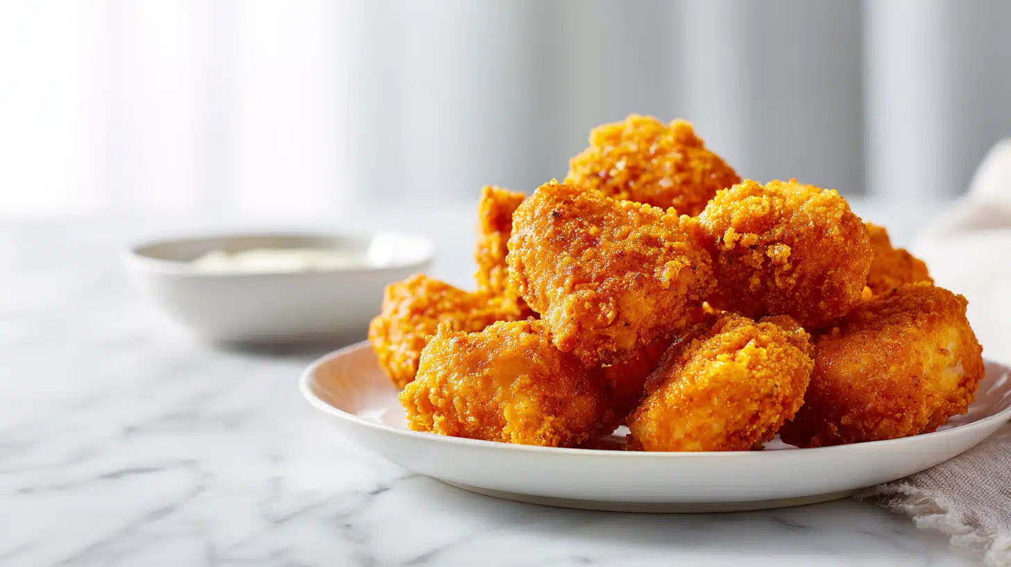 Easy Cowboy Butter Chicken Bites 4 Cowboy butter chicken bites coated in buttery garlic herb sauce served in a bowl