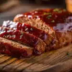 Cowboy meatloaf topped with a tangy barbecue-style glaze and baked until tender.