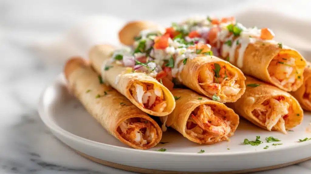 Crispy Crab and Shrimp Queso Taquitos recipe