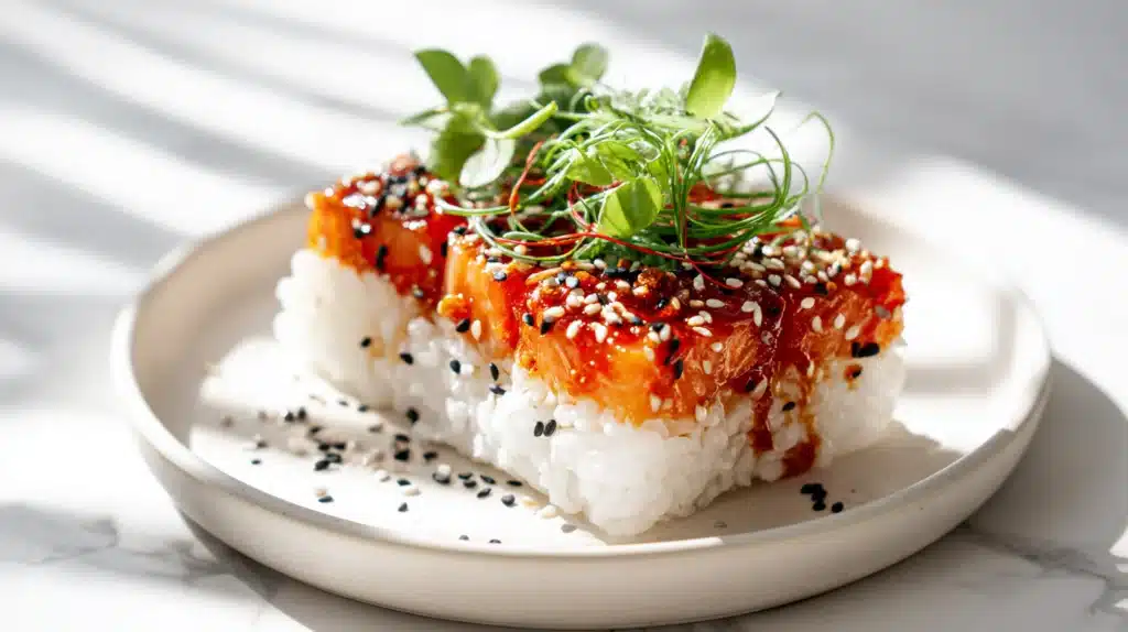 Crispy Rice Spicy Salmon recipe