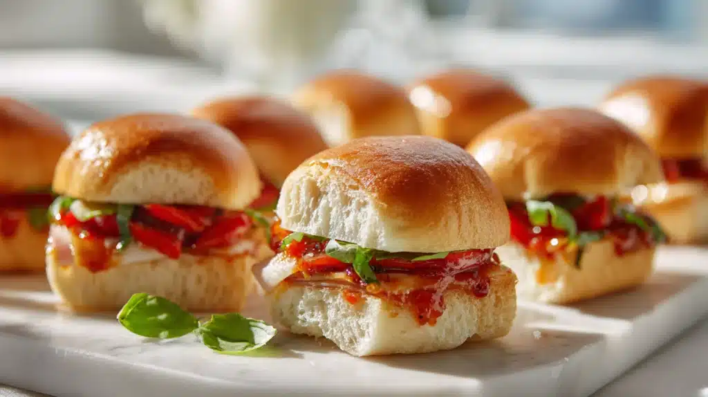 Hot Italian Sub Sliders with Red Pepper Garlic Glaze recipe