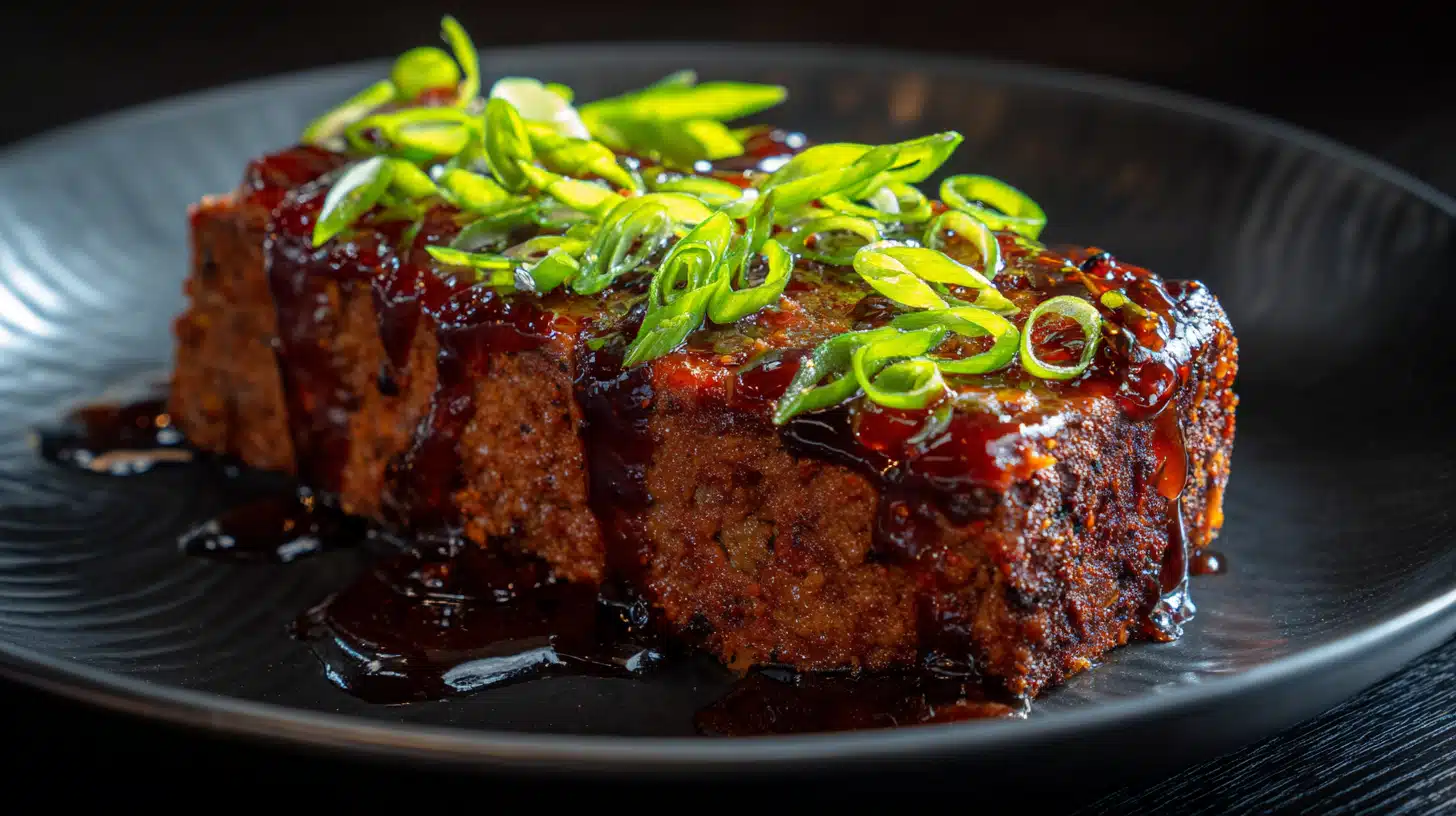Korean BBQ meatloaf glazed with a sweet and savory Korean-style barbecue sauce.