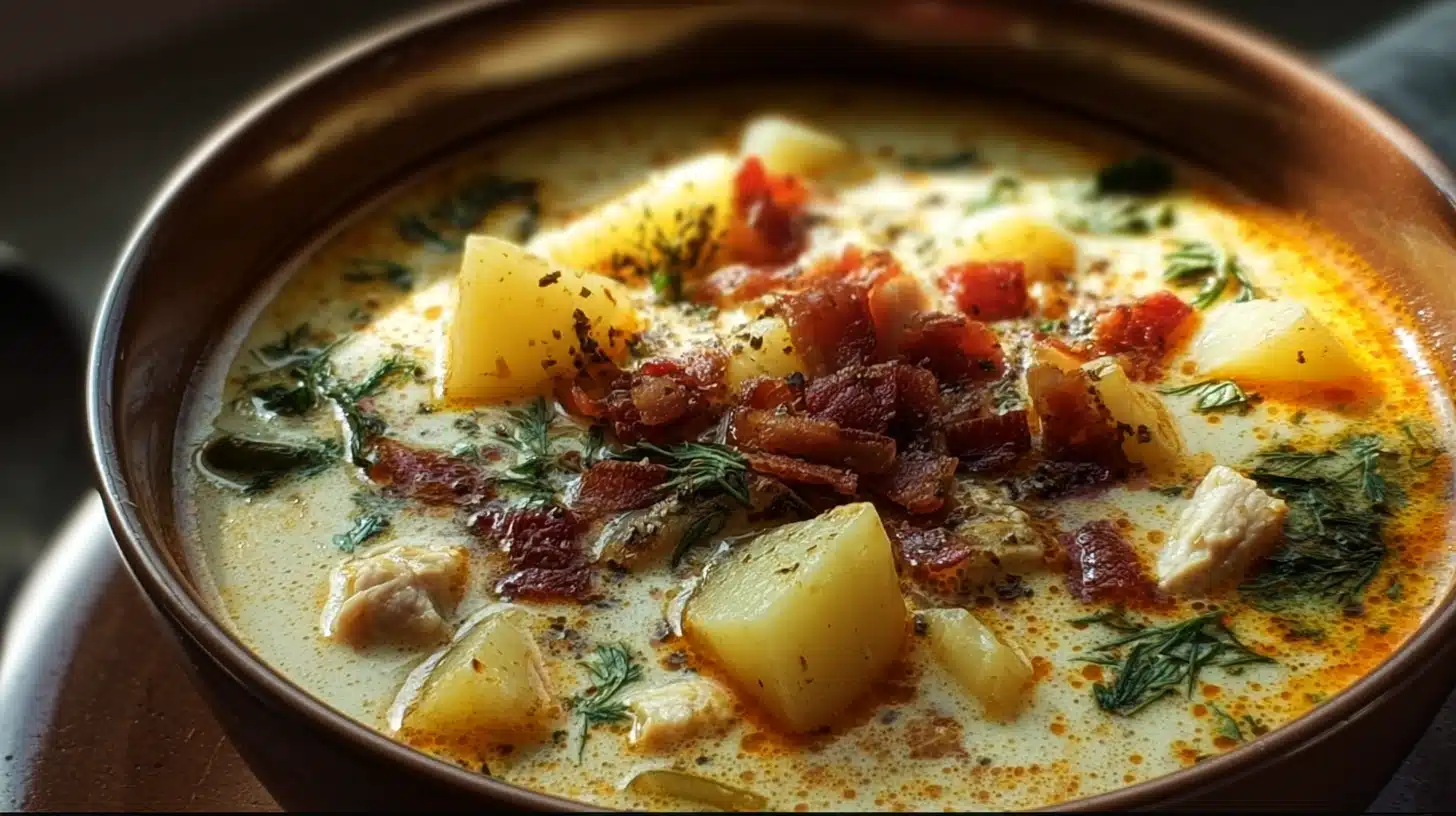 Marry Me Soup: A Heartwarming Crowd-Pleaser in 30-Minute! 4 Creamy Marry Me Soup with tender chicken, sun-dried tomatoes, herbs, and parmesan in a cozy bowl