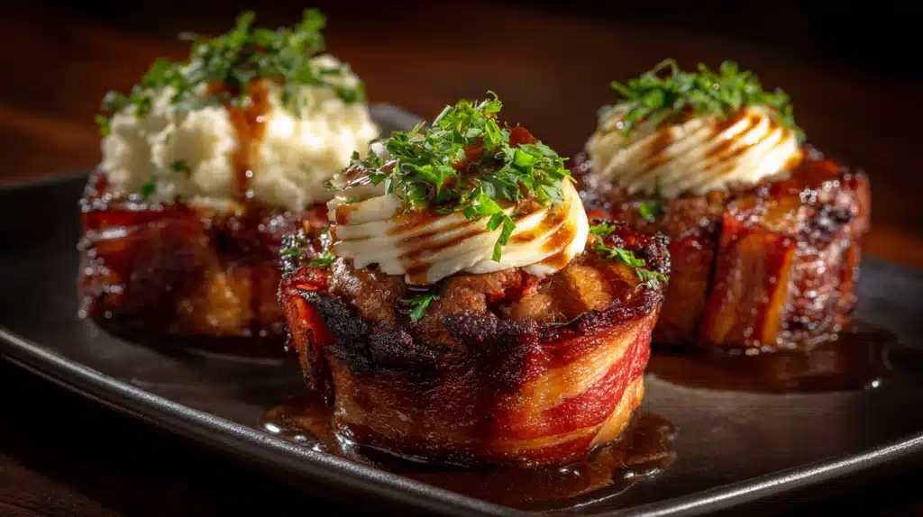 Meatloaf Cupcakes Wrapped in Crispy Bacon recipe
