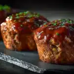 Meatloaf muffins baked in a muffin tin with a savory glazed topping.