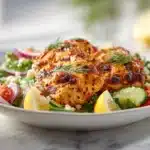 Santa Fe chicken topped with black beans, corn, melted cheese, and southwest seasonings in a skillet