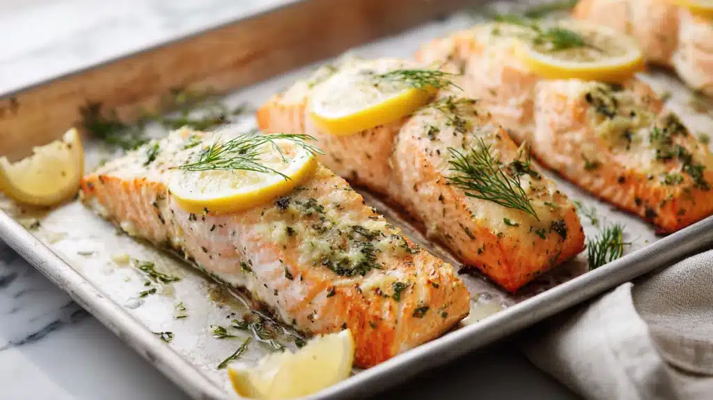 Sheet Pan Lemon Garlic Butter Salmon recipe