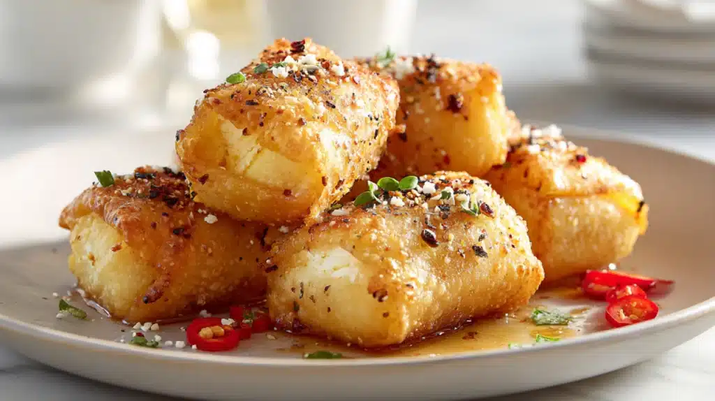 Oven Fried Feta Rolls With Chili Honey 5 easy Oven Fried Feta Rolls with Chili Honey