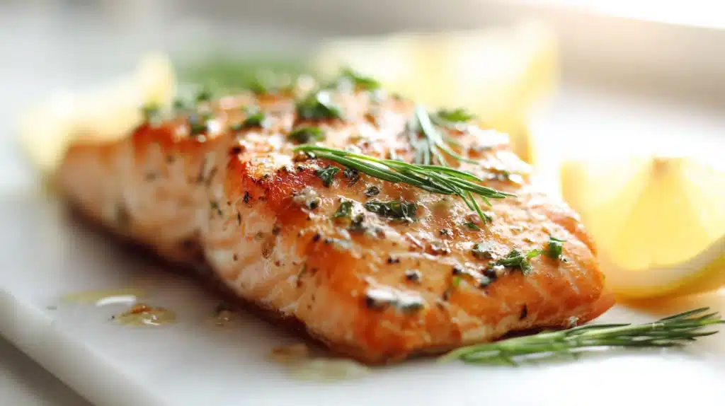 easy Sheet Pan Lemon Garlic Butter Salmon recipe