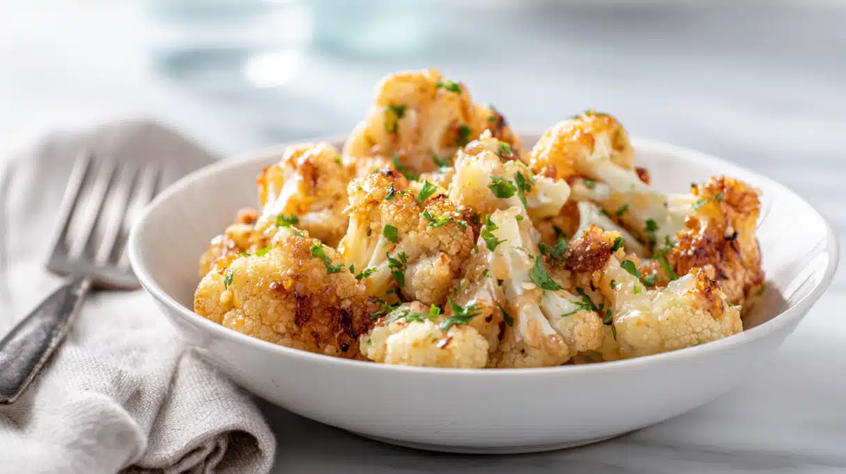 Easy Air Fryer Bang Bang Cauliflower 4 Air fryer bang bang cauliflower crispy and golden coated in creamy spicy sauce