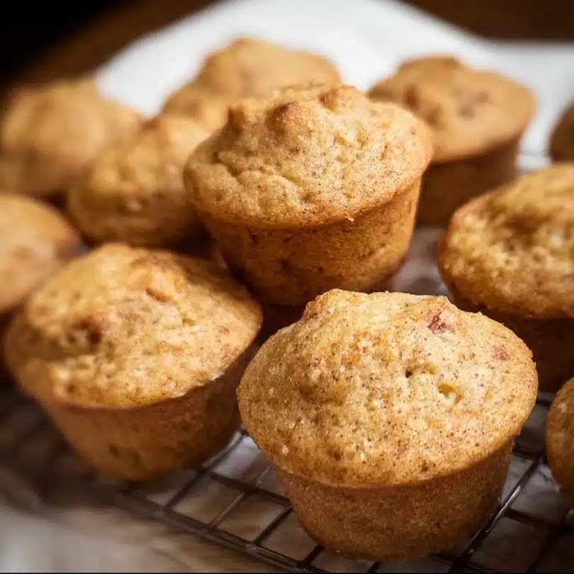 Baby applesauce muffins soft and mini-sized arranged on a plate