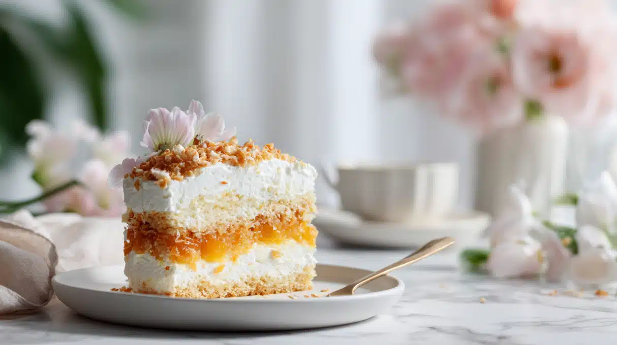 Hawaiian carrot pineapple cake with moist crumb, grated carrots, pineapple, and frosting