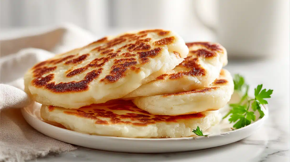 Irish potato farls cooked until golden, cut into triangles, and served on a plate