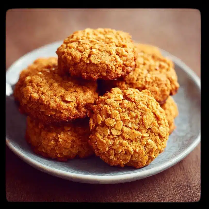 Oat Pumpkin Cookies for Babies 4 Oat pumpkin cookies for babies soft and round on a plate