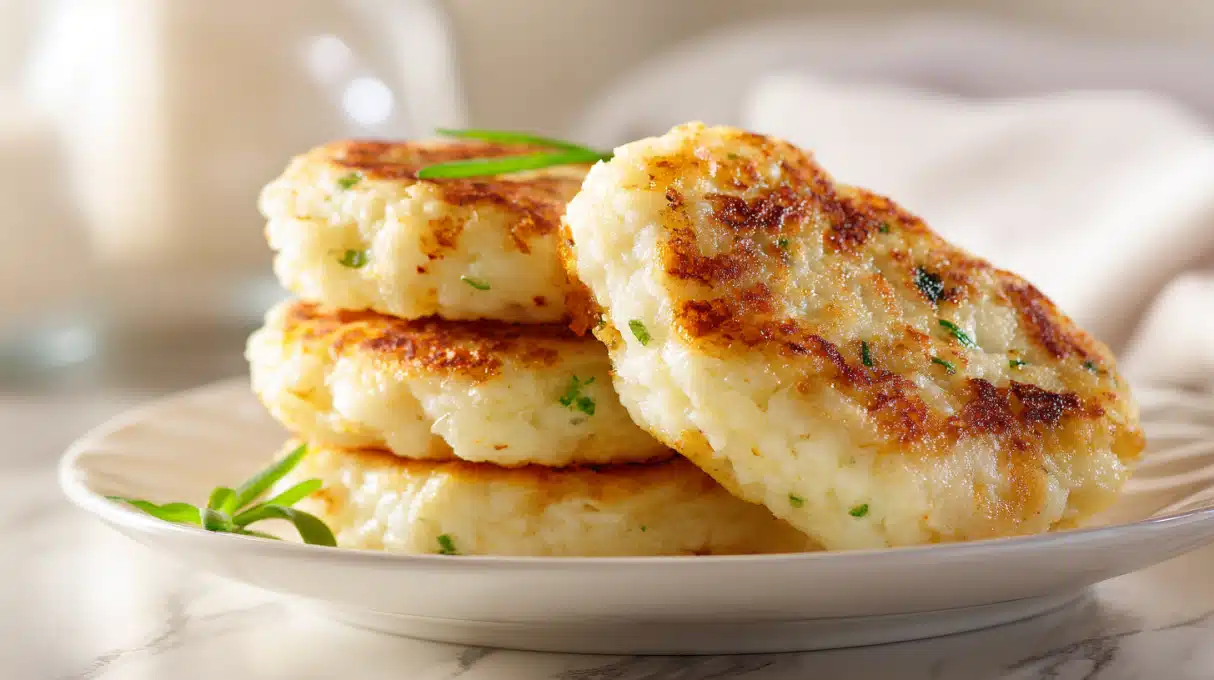 Crispy rice patties fried until golden and served on a plate