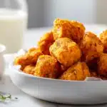 Sweet potato lentil tots baked and golden on a plate