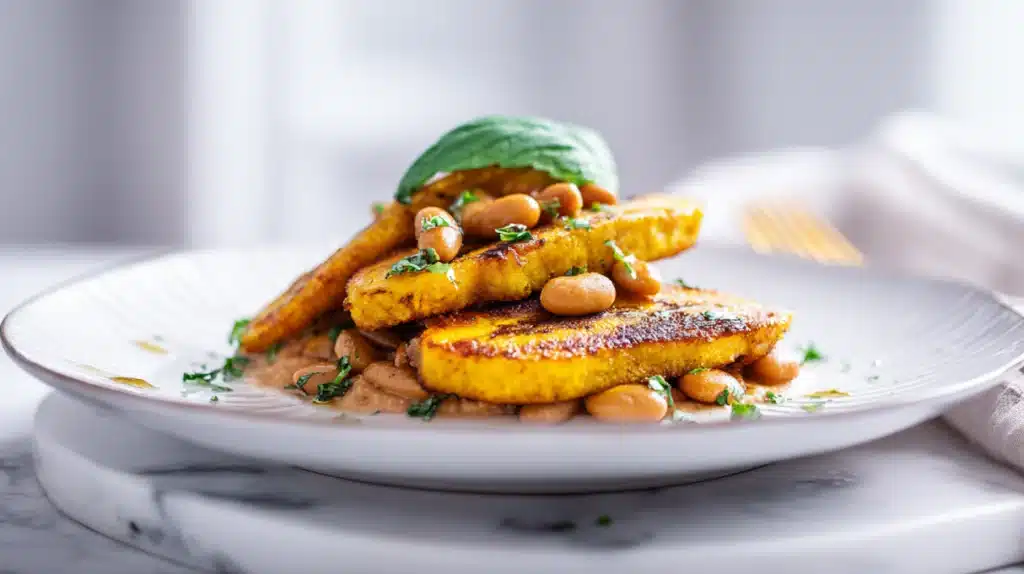 easy Fried Plantains with Blended Beans