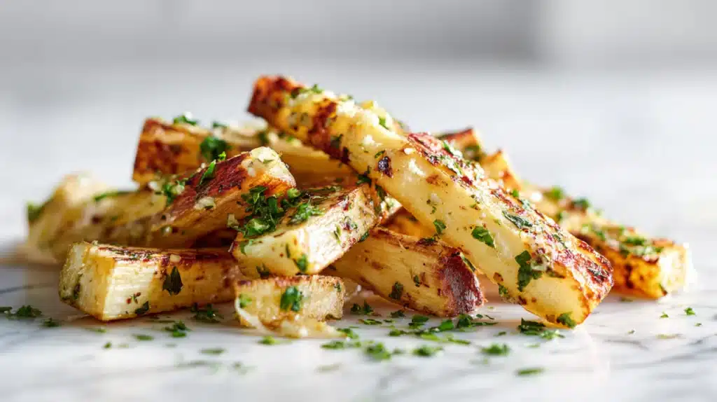 easy Garlic Butter Roasted Parsnips