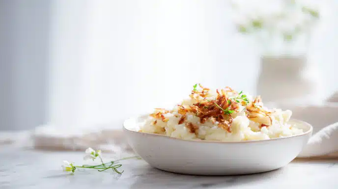 easy parsnip mash with brown butter crispy shallots