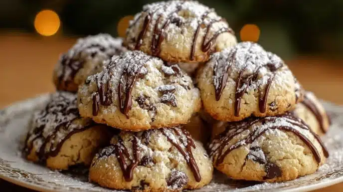 Cannoli cookies soft and filled with creamy ricotta-style filling and chocolate chips