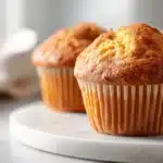 Carrot muffins soft and golden with visible shredded carrots