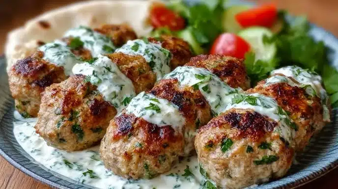 Chicken Kofta with Creamy Garlic Yogurt Sauce 4 Chicken Kofta with Creamy Garlic Yogurt Sauce recipe