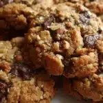 Cowboy cookies thick and chewy with oats, chocolate chips, and nuts