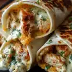 Garlic chicken wraps filled with juicy seasoned chicken, lettuce, and creamy garlic sauce