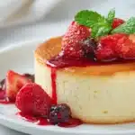 Light and fluffy Japanese cheesecake with a soft, airy texture and golden top dusted with powdered sugar