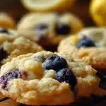 Soft lemon blueberry cookies with fresh blueberries and a light lemon glaze, homemade fruity cookies with a bright citrus flavor.