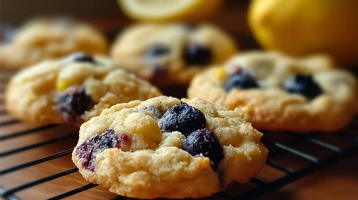 Irresistible Lemon Blueberry Cookies 4 Soft lemon blueberry cookies with fresh blueberries and a light lemon glaze, homemade fruity cookies with a bright citrus flavor.