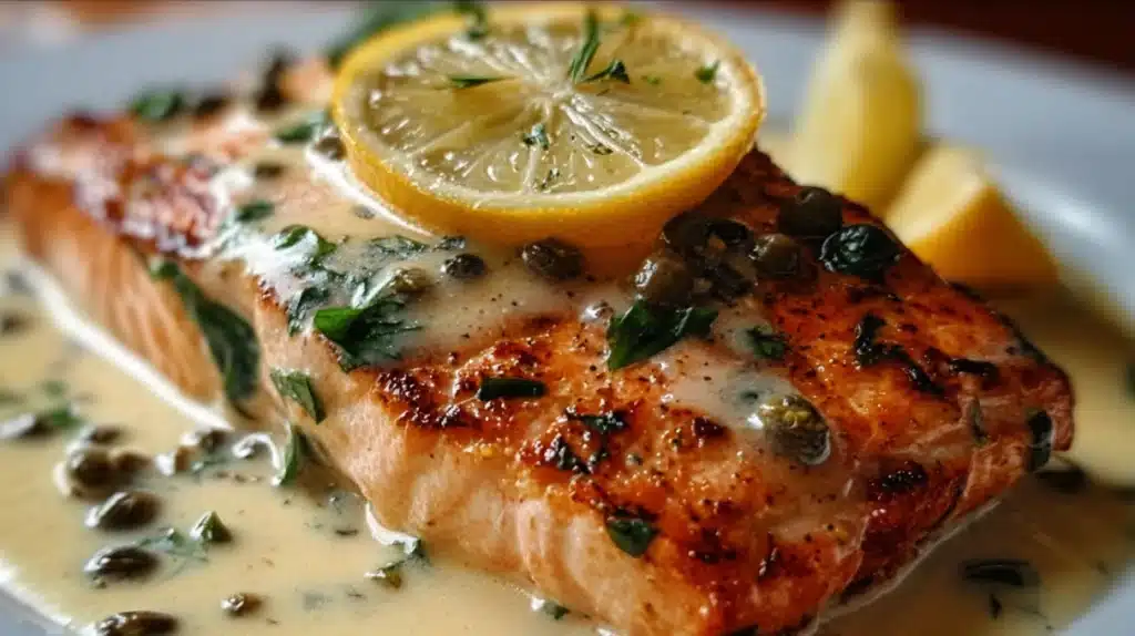 Lemon Garlic Salmon Piccata recipe