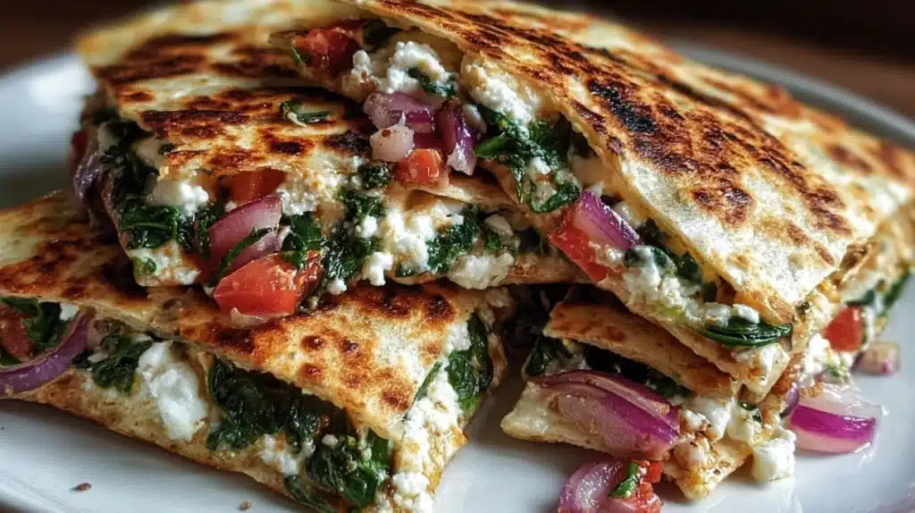 Easy Mediterranean Quesadillas 4 Mediterranean Quesadillas recipe