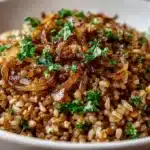 Mujadara (Authentic Lebanese Recipe) 6 Mujadara made with lentils, rice, and caramelized onions served in a bowl