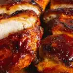 Oven-baked BBQ chicken coated in rich barbecue sauce and roasted until tender and caramelized.