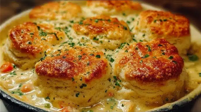 Red Lobster Biscuit Chicken Pot Pie 4 Chicken pot pie topped with cheesy Red Lobster–style biscuits, filled with creamy chicken and vegetables.